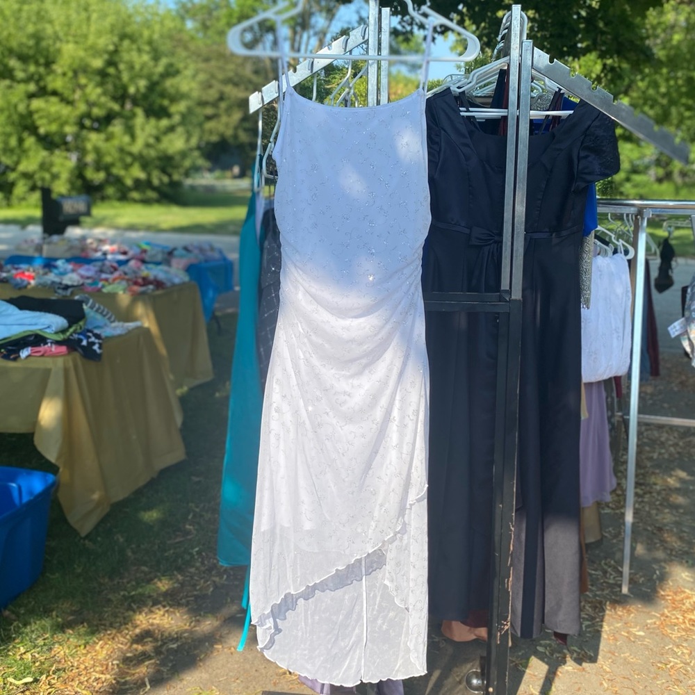 Taboo Vintage Asymmetric White Floor Length Gown